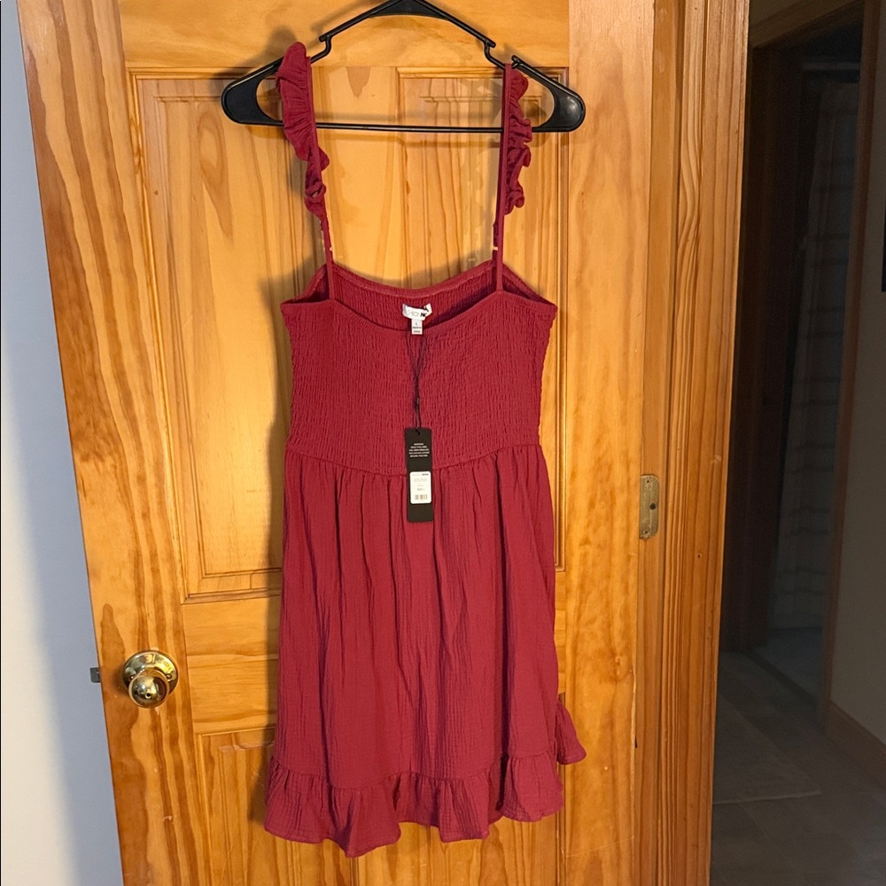 Fashion Nova Girls' Ruffled Strap Sundress in Burgundy